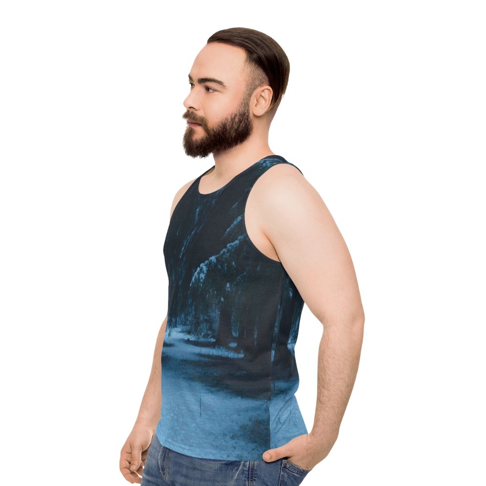 Snowy woods unisex tank top - men side