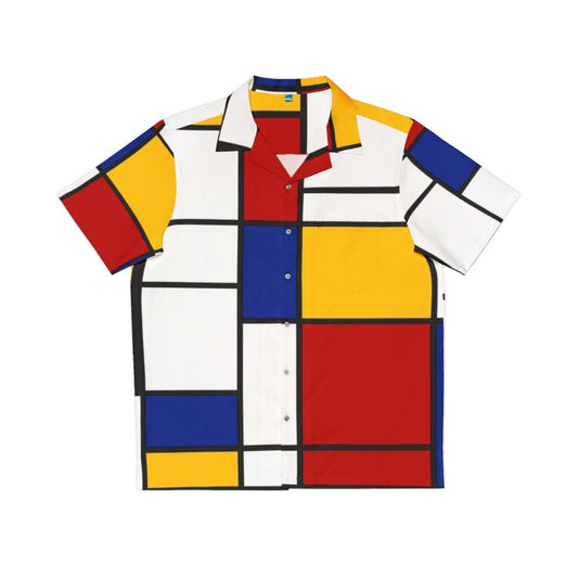 De Stijl Mondrian inspired Hawaiian shirt with abstract pattern