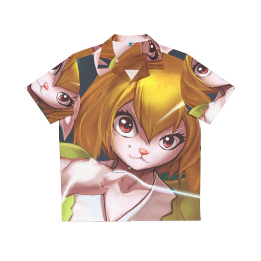 Carrot Hawaiian Shirt featuring an anime girl and bunnies