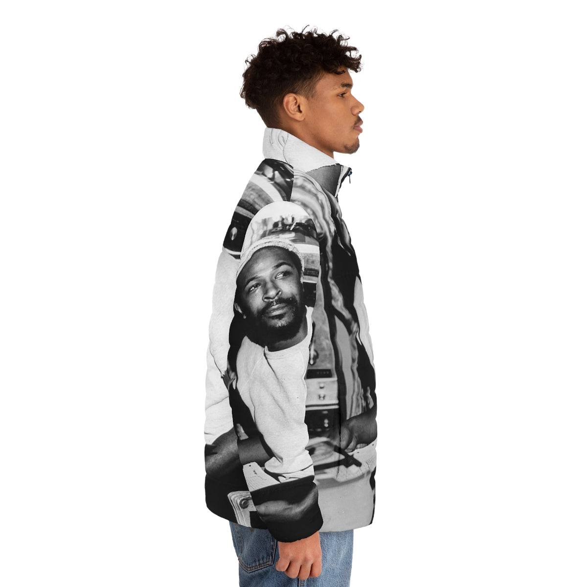 Marvin Gaye Puffer Jacket - Iconic R&B Singer Inspired Outerwear - men side right