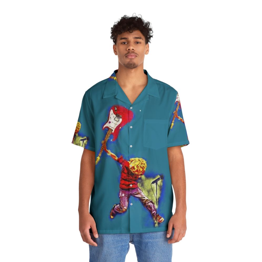 Retro 90s grunge Hawaiian shirt with rock music elements - People Front