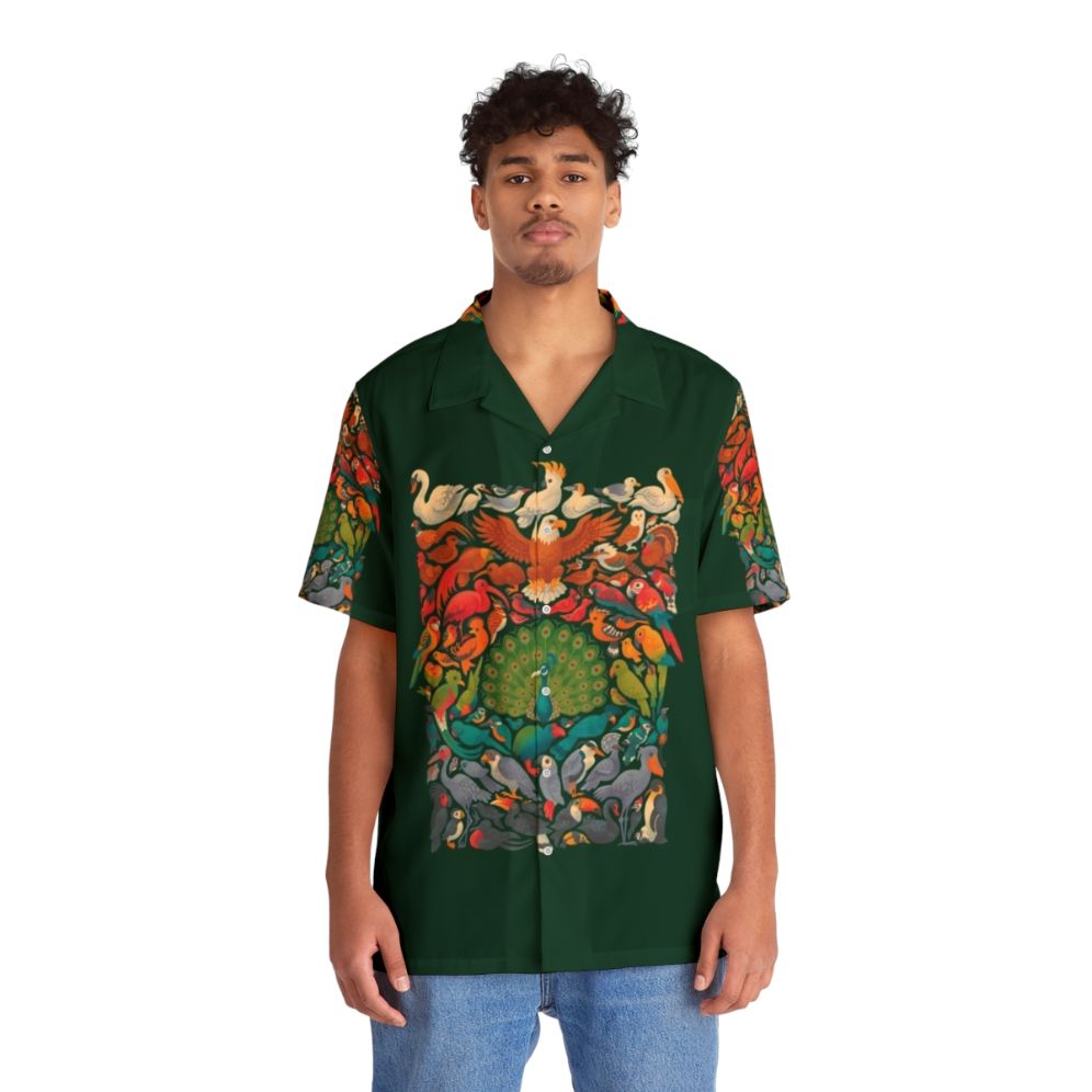 Aerial Spectrum Hawaiian Shirt with Tropical Birds - Lifestyle