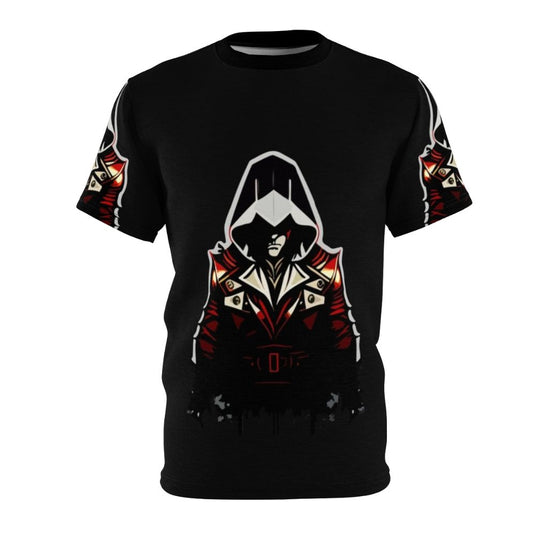 Assassins Creed Inspired T-shirt featuring characters and symbols from the popular video game series