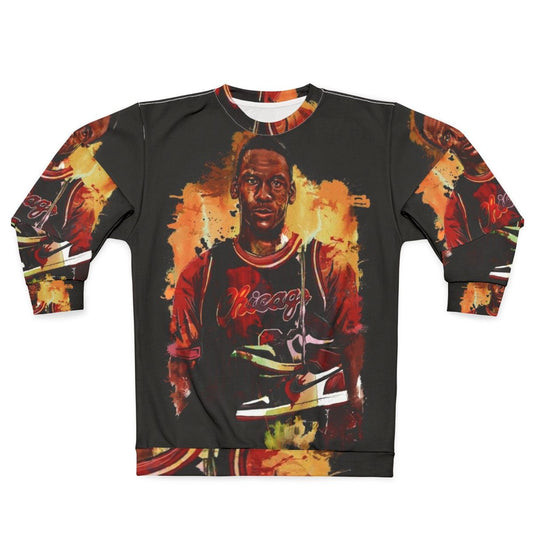 Basketball-themed sweatshirt with MJ sneakers inspired design