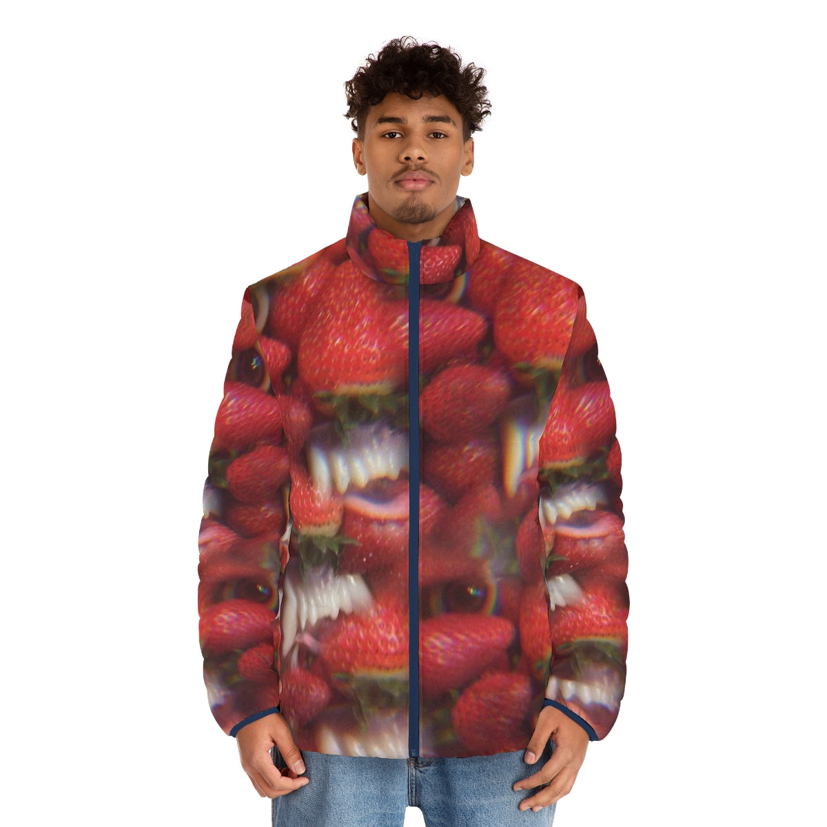 Thee Oh Sees Floating Coffin Puffer Jacket featuring the band's iconic album artwork - men front