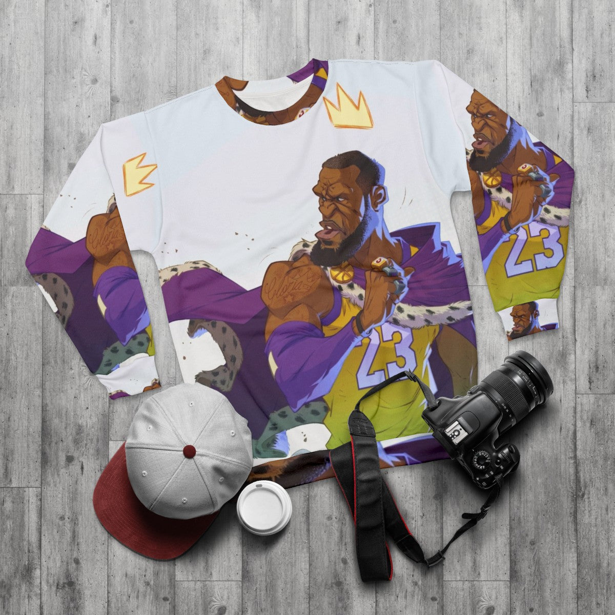 The King Sweatshirt 2 featuring a basketball design - flat lay