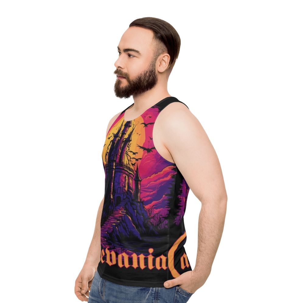 Vaporwave Castlevania Netflix Unisex Tank Top - men side