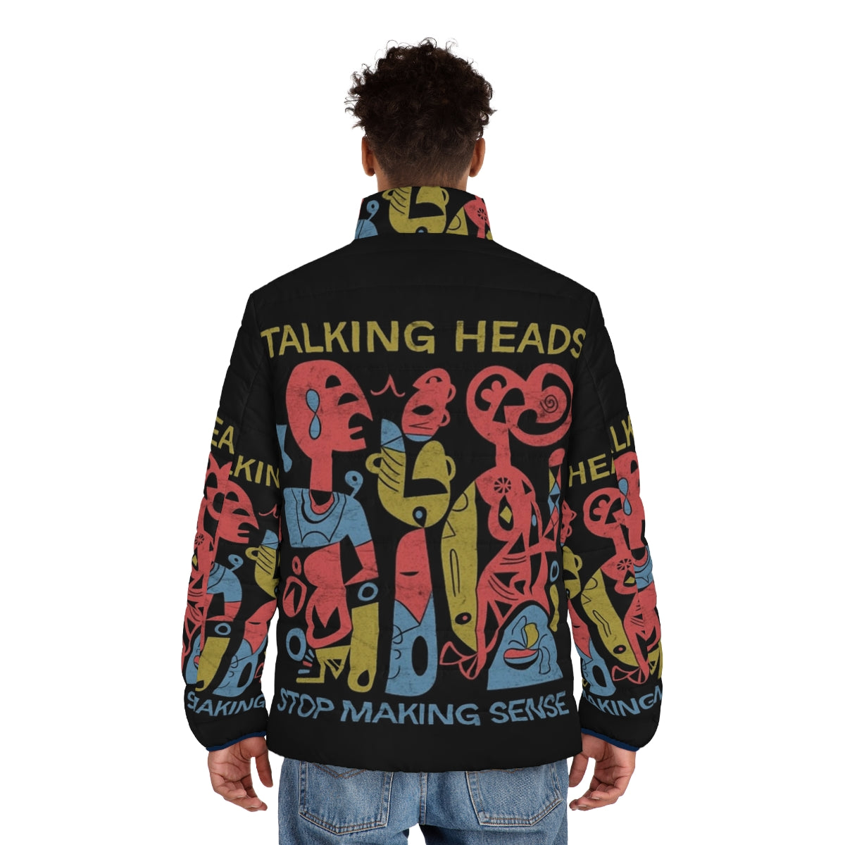 Talking Heads "Stop Making Sense" Puffer Jacket featuring David Byrne's iconic style - men back