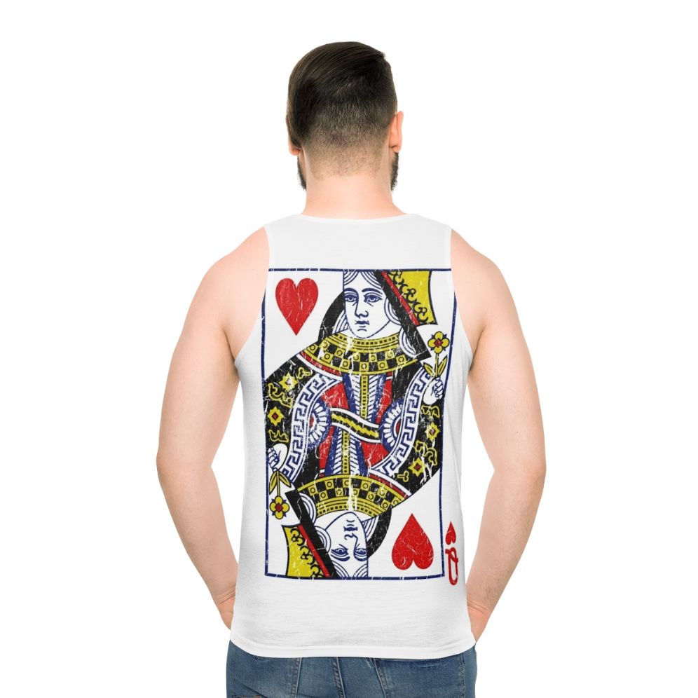 Queen of Hearts Playing Card Unisex Tank Top - men back