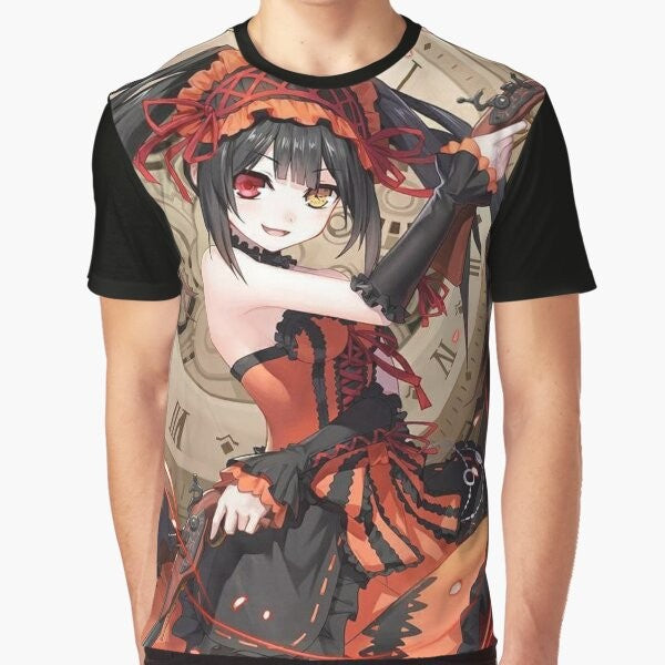 Tokisaki Kurumi, the captivating anime character from Date a Live, featured on a high-quality graphic t-shirt.