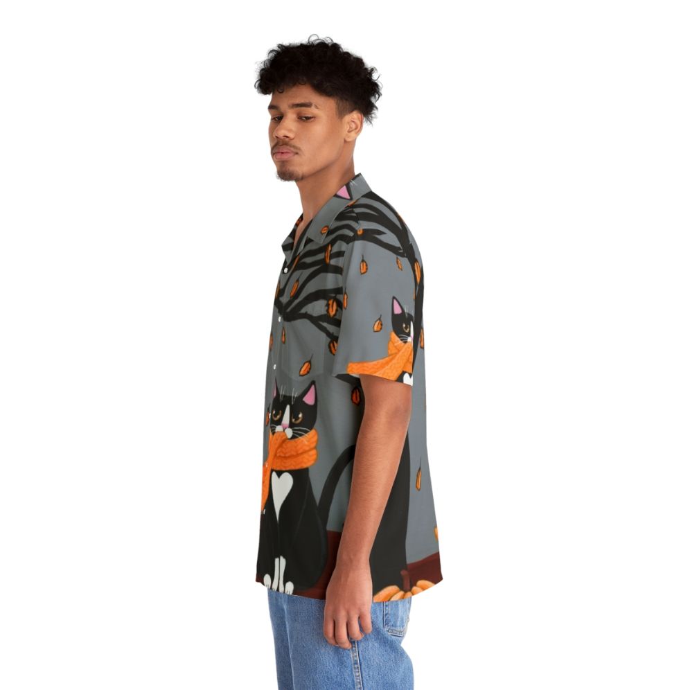 Autumn Tuxedo Cat Hawaiian Shirt - People Left