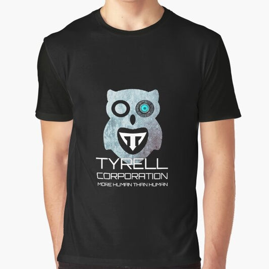 Bladerunner sci-fi graphic t-shirt featuring replicants, Tyrell Corporation, and futuristic imagery