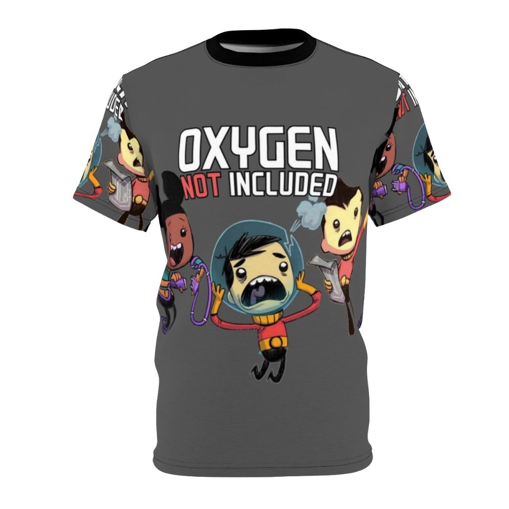 Oxygen Not Included-inspired T-shirt design featuring the game's iconic elements