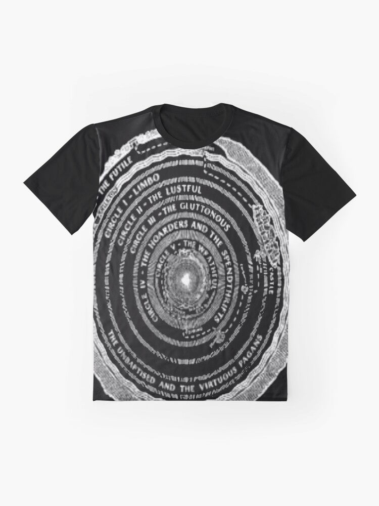 Dante's Inferno: Graphic T-Shirt Featuring Classic Medieval Literature Design - Flat lay