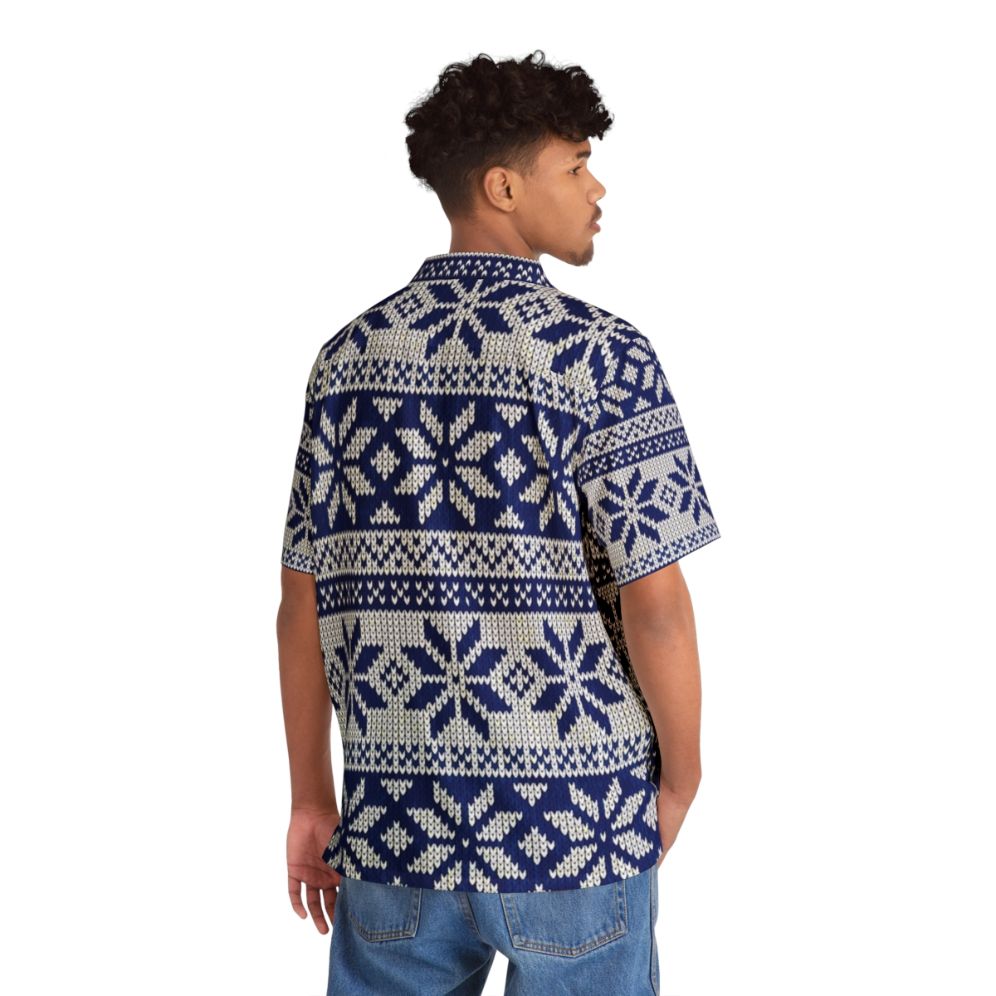 Festive Hawaiian Knit Pattern Christmas Shirt - People Back