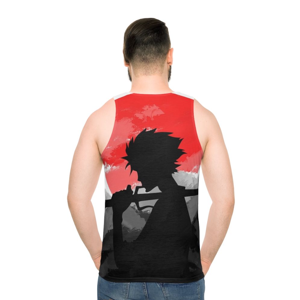 Samurai warrior sunset unisex tank top - men back