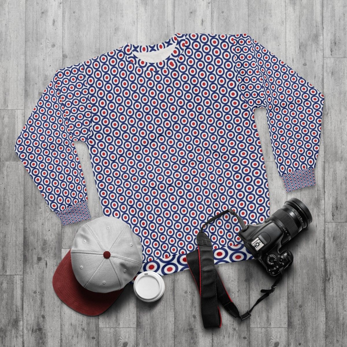 Mod Target Sweatshirt - 1960s Inspired Fashion - flat lay