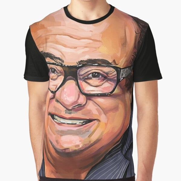 Danny Devito portrait graphic t-shirt featuring the iconic It's Always Sunny in Philadelphia character