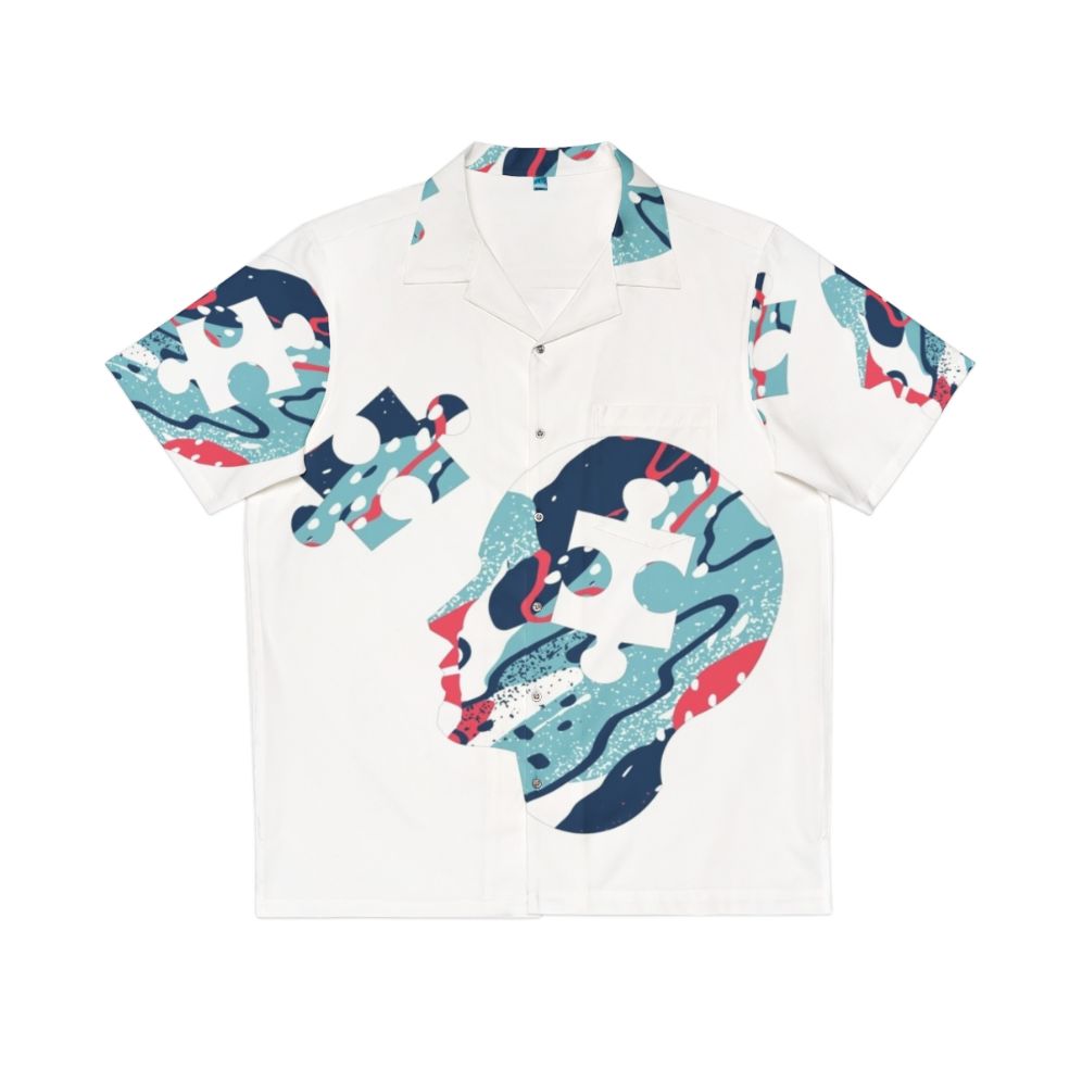 Brain Puzzle Hawaiian Shirt with Tropical Pattern