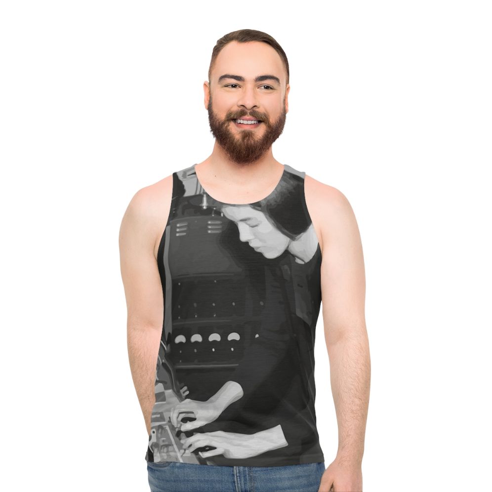 Delia Derbyshire unisex tank top for electronic music fans - men