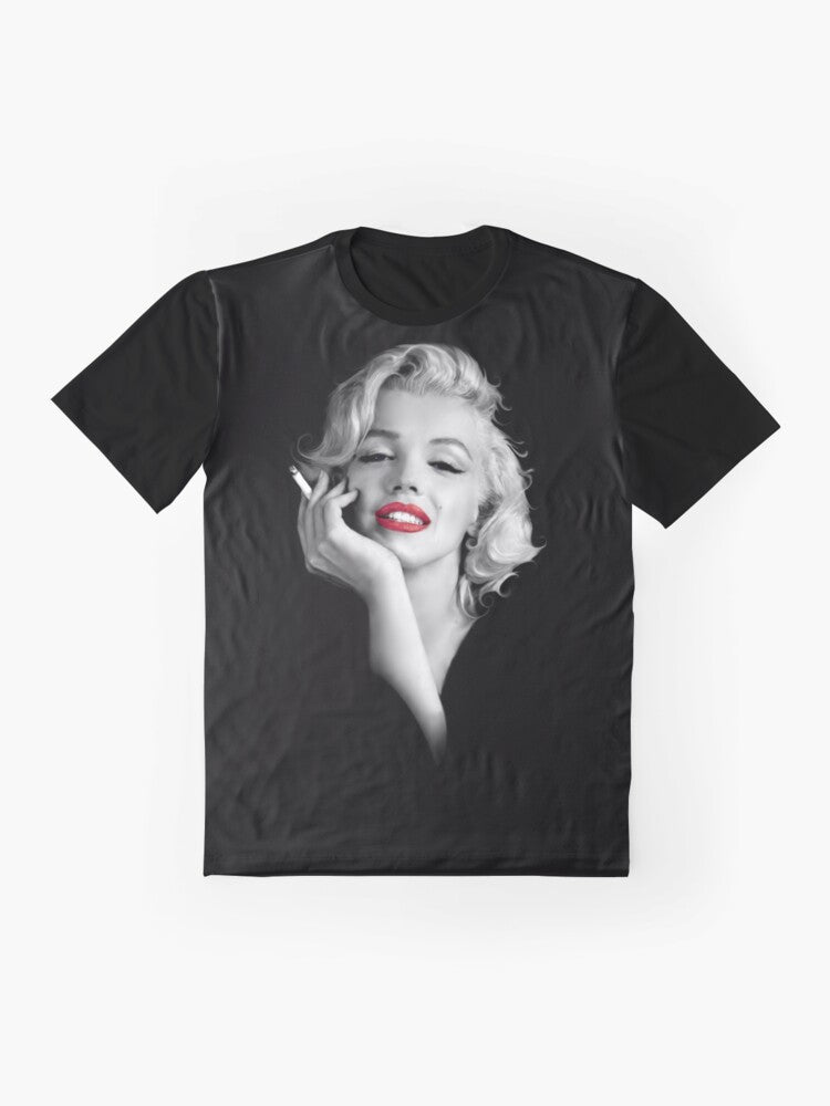 Vintage-style graphic t-shirt featuring Marilyn Monroe's iconic portrait - Flat lay