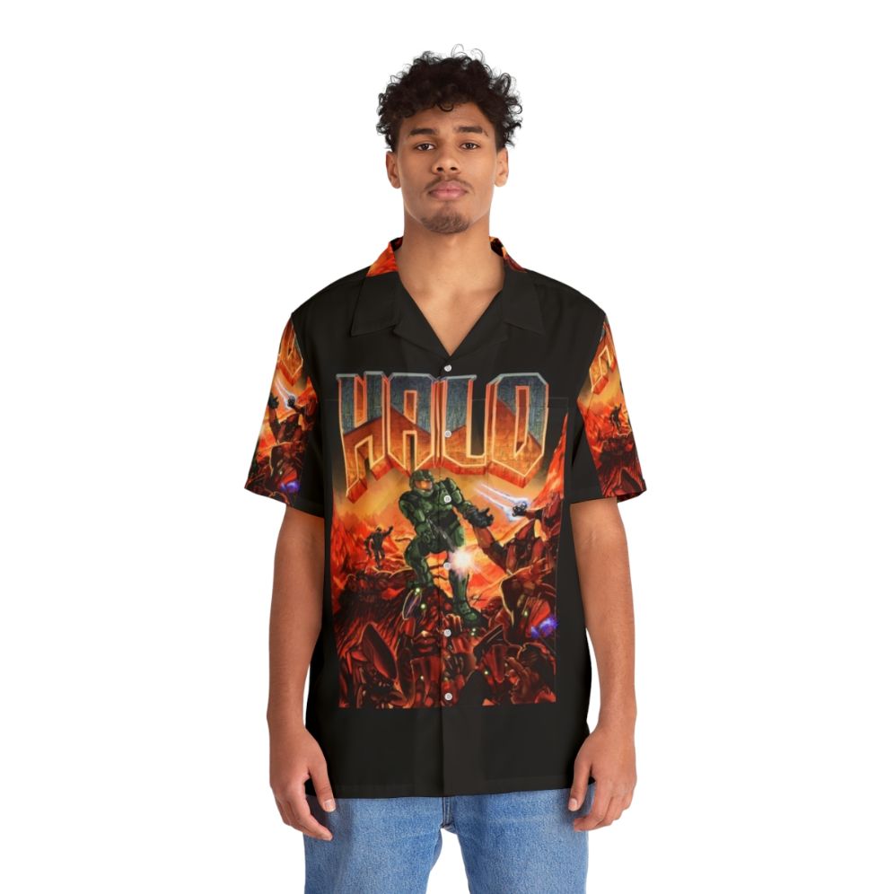 Halo game Hawaiian shirt - People Front