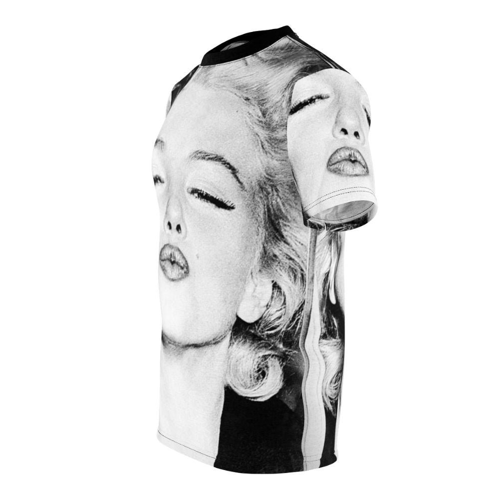 Vintage black and white portrait of Marilyn Monroe on a t-shirt - men left