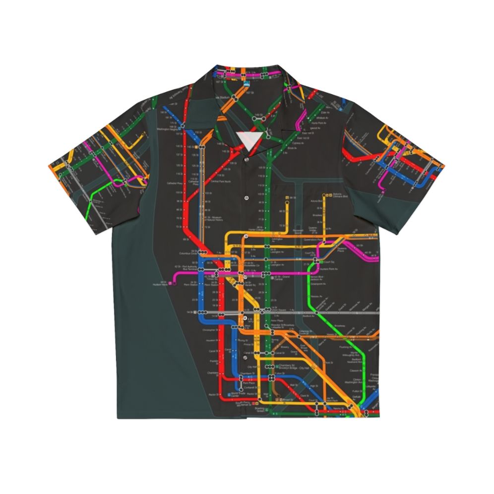 Colorful Hawaiian Shirt Featuring New York City Subway Map