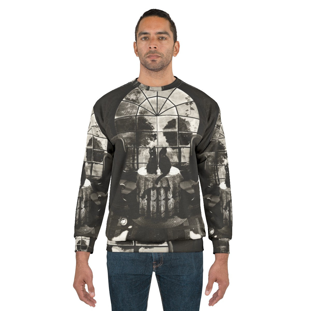 Room Skull Sweatshirt featuring a dark, gothic skull design - men