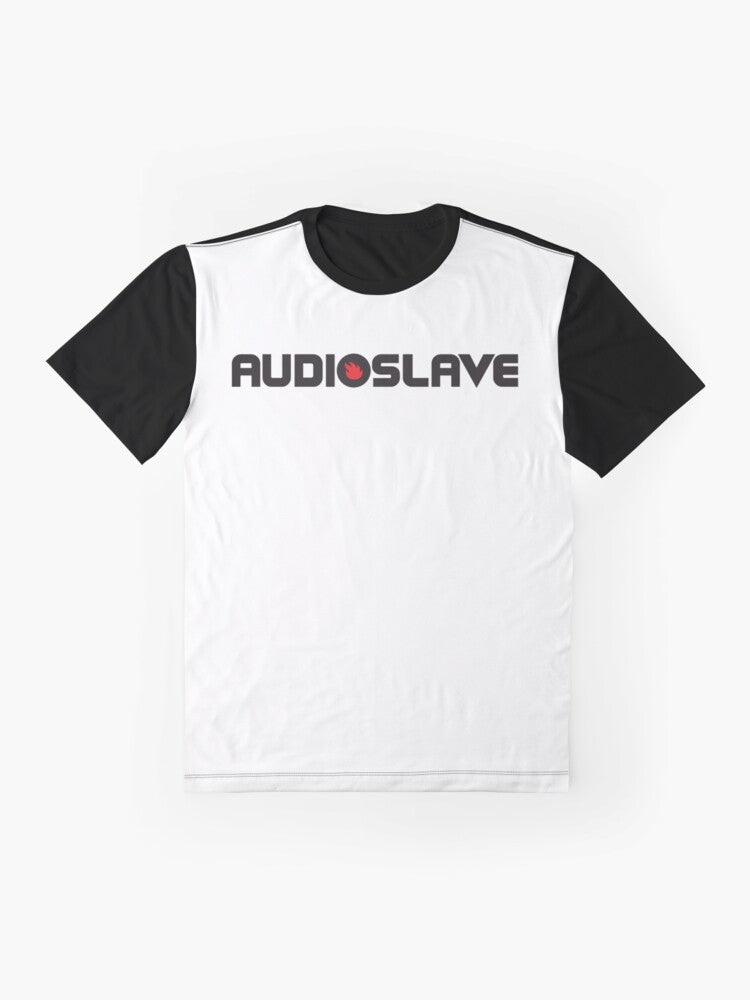 Audioslave graphic t-shirt featuring the band's iconic skull logo - Flat lay