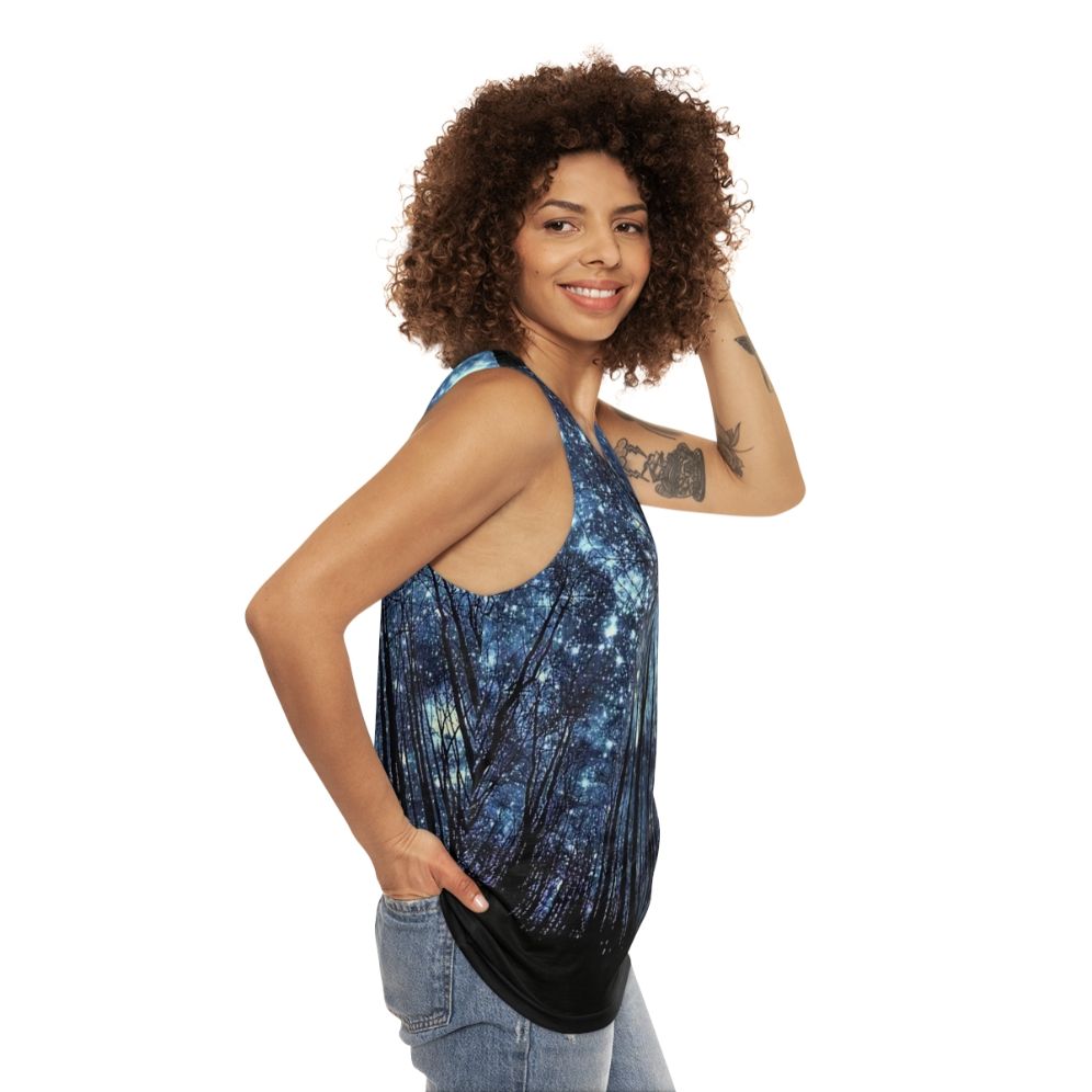 Galaxy and stars unisex tank top - women side