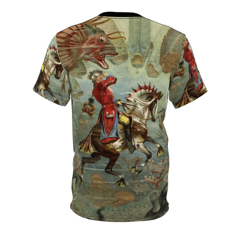 Whimsical vintage-style t-shirt featuring a sea horse design - Back