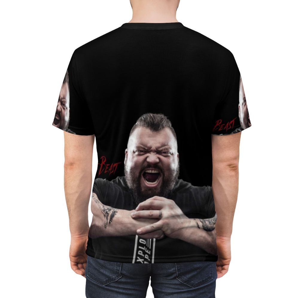 Stylish AOP T-shirt with Eddie Hall "The Beast" inspired design - men back