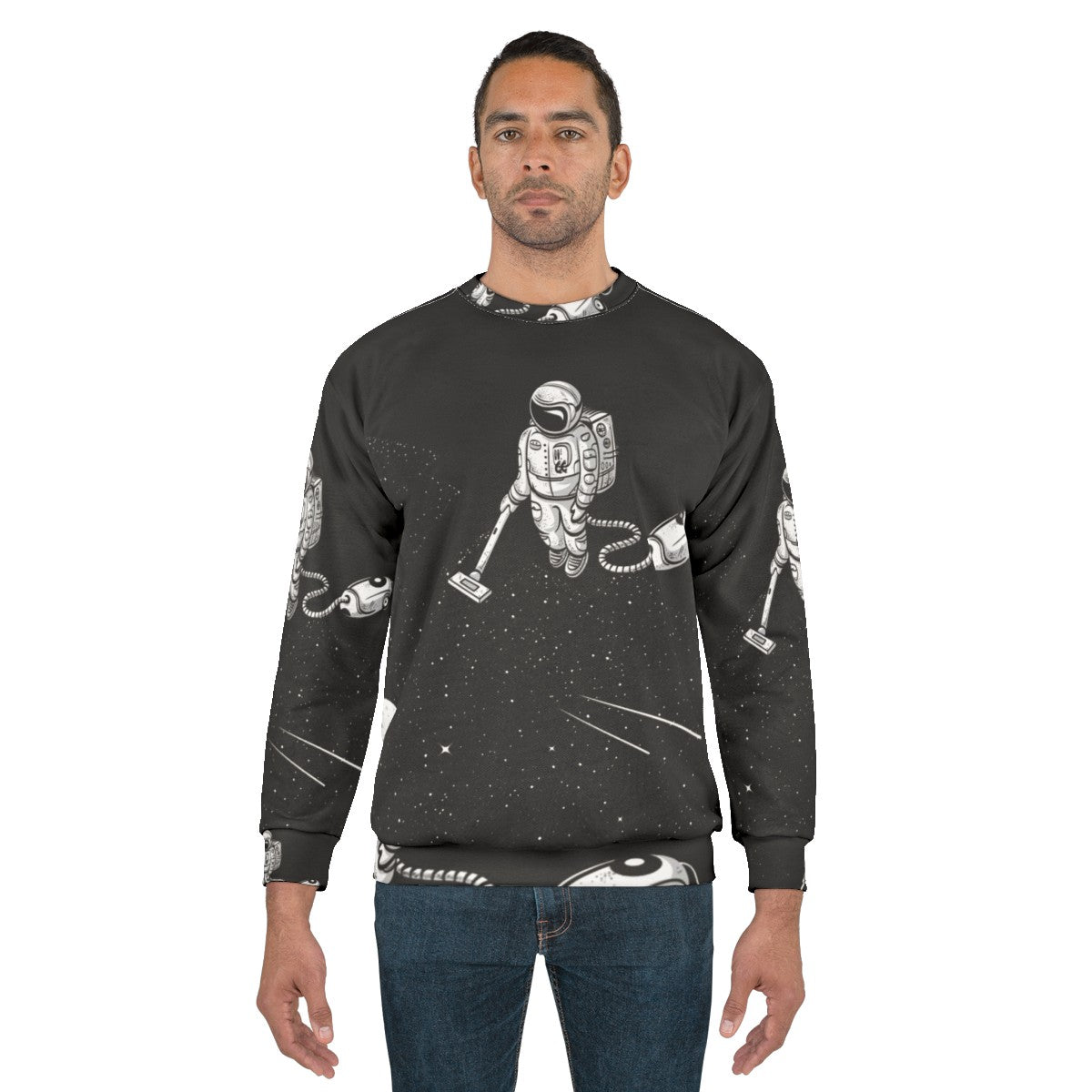 Space Cleaner Sweatshirt with Astronaut Graphic - men