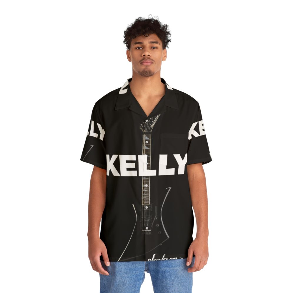 Jackson Kelly Iconic Hawaiian Shirt with Heavy Metal Guitars - People Front