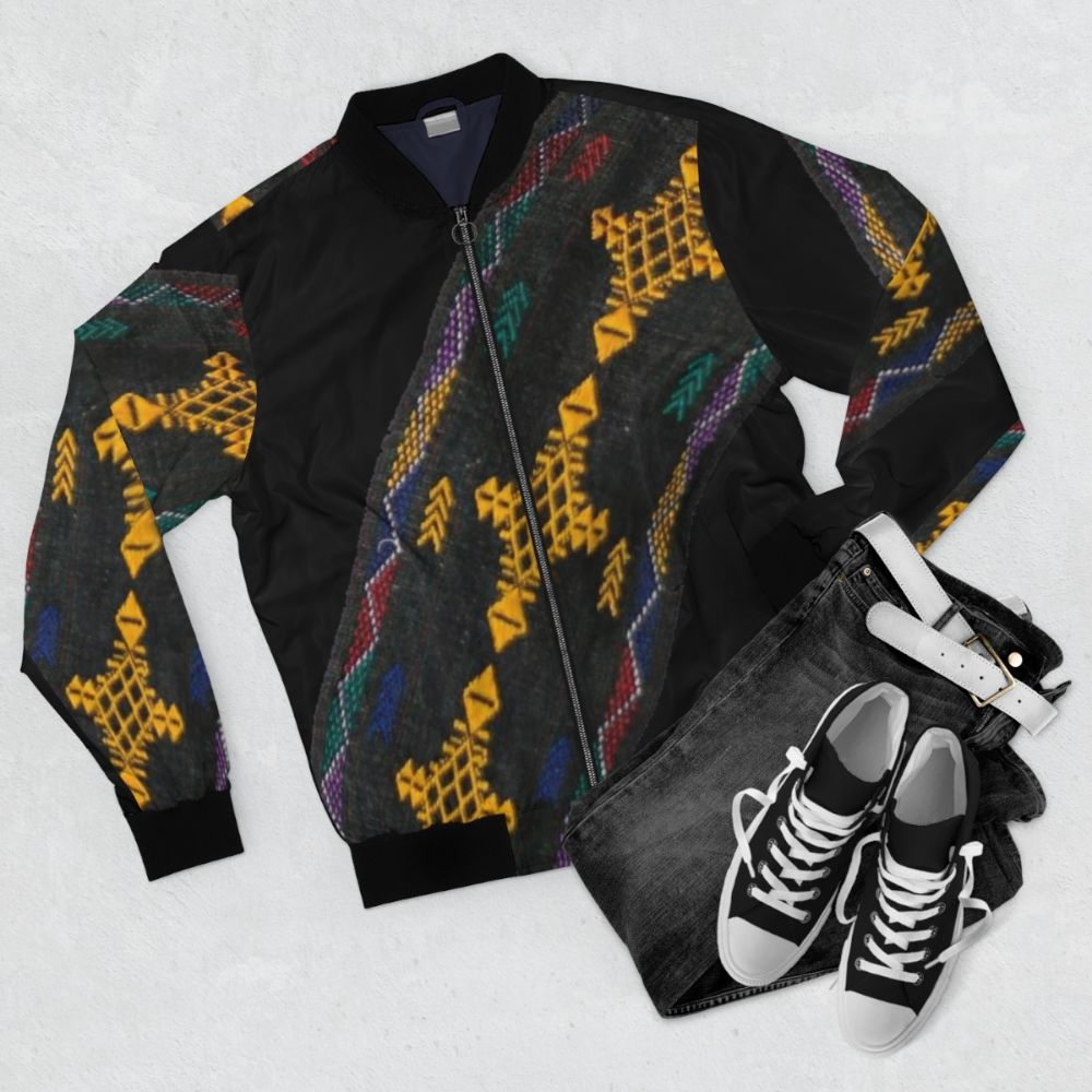 Habesha bomber jacket in traditional Ethiopian Habesha style - Flat lay