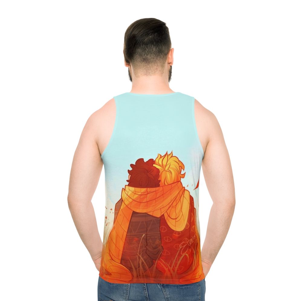 Unisex graphic tank top for fall fashion - men back