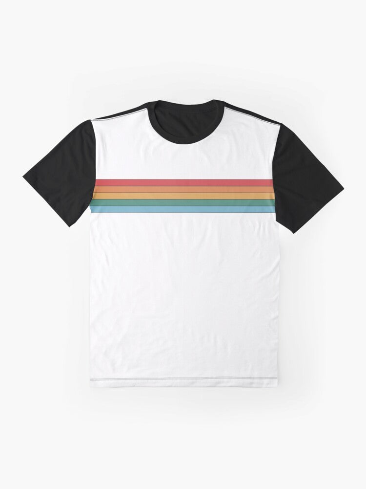 Retro rainbow stripes graphic t-shirt - Flat lay