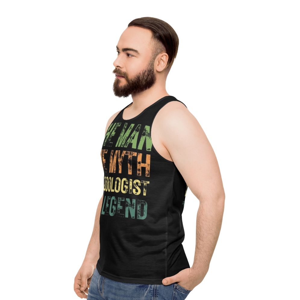 Unisex tank top with the text "The Man The Myth The Zoologist The Legend" - men side