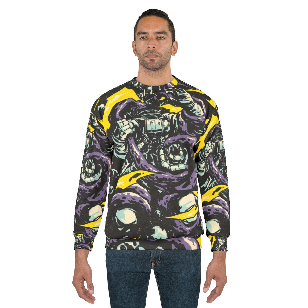 Intergalactic Space Trap Sweatshirt - Cosmic Clash of Astronaut vs. Alien - men