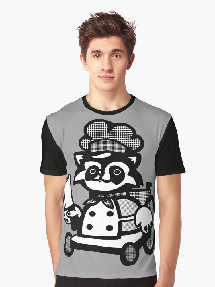 Overcooked Raccoon Graphic T-Shirt featuring a cute disabled chef character - Men