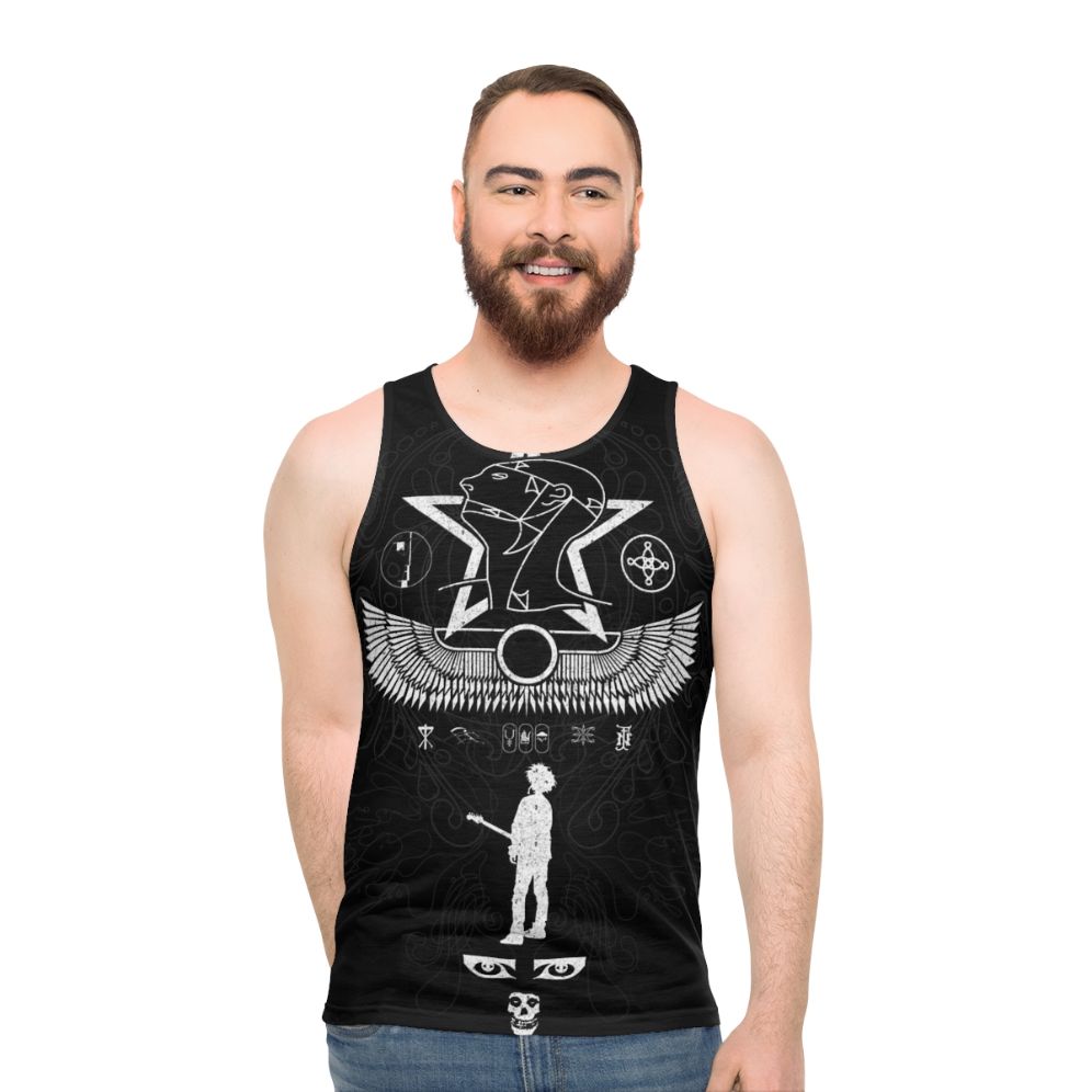 Unisex goth tank top with 80s goth band logos - men