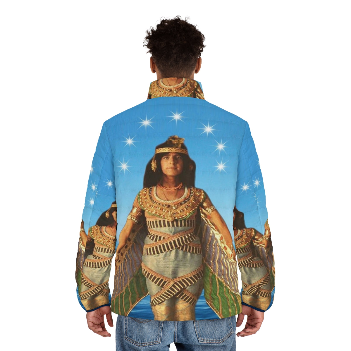 Priestess puffer jacket with nature-inspired colorful design - men back