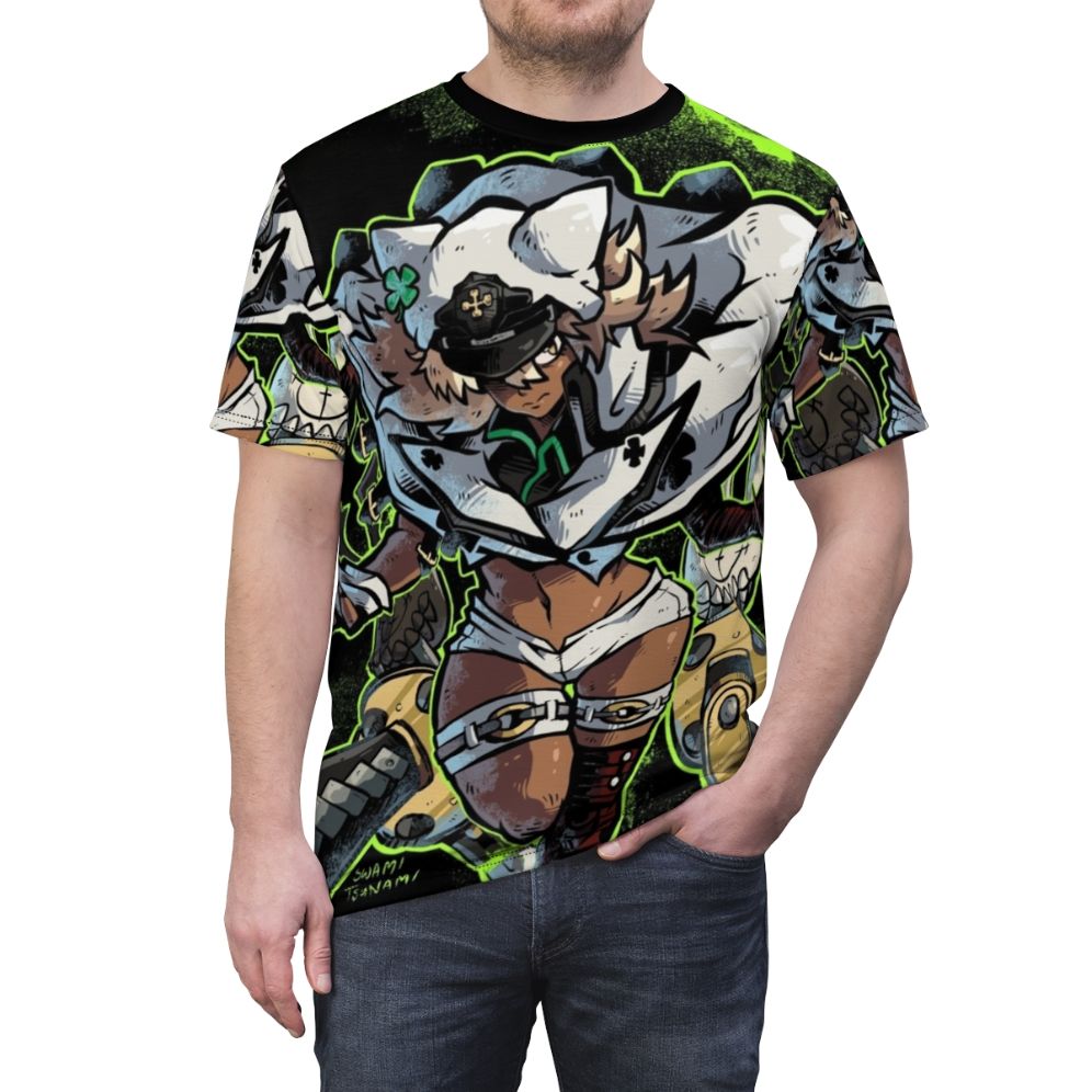 Anime-style t-shirt featuring Ramlethal, a character from the popular fighting game Guilty Gear Strive - men front