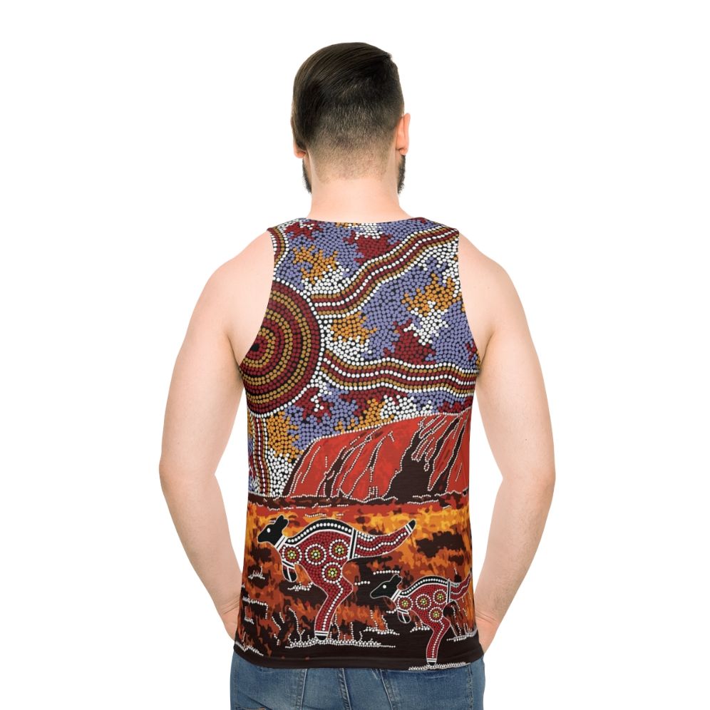 Authentic Aboriginal Art Uluru Tank Top - men back