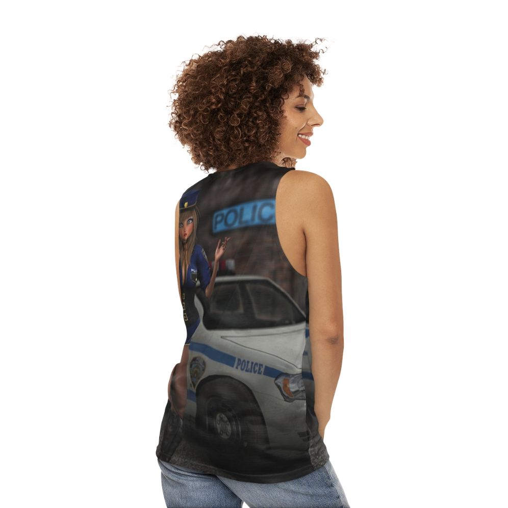 Unisex superhero costume police uniform anime-style tank top - women back