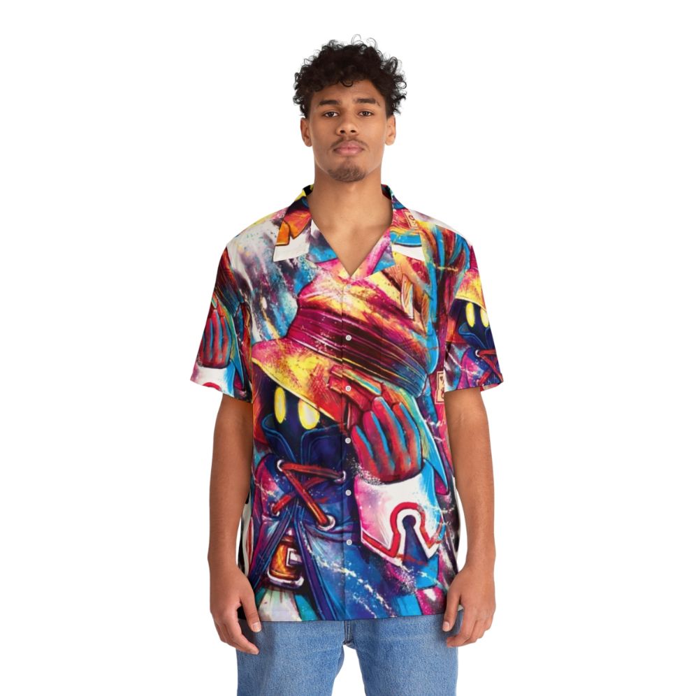 Vivi Hawaiian Shirt - Final Fantasy 9 Inspired Black Mage Apparel - People Front