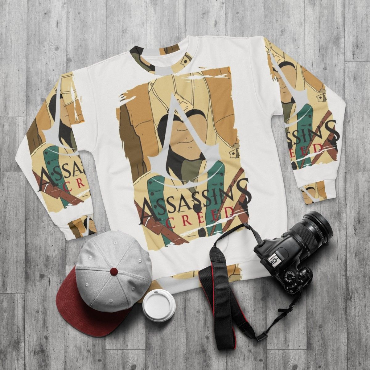 Assassin's Creed Hooded Sweatshirt featuring the iconic Assassin's Creed logo - flat lay