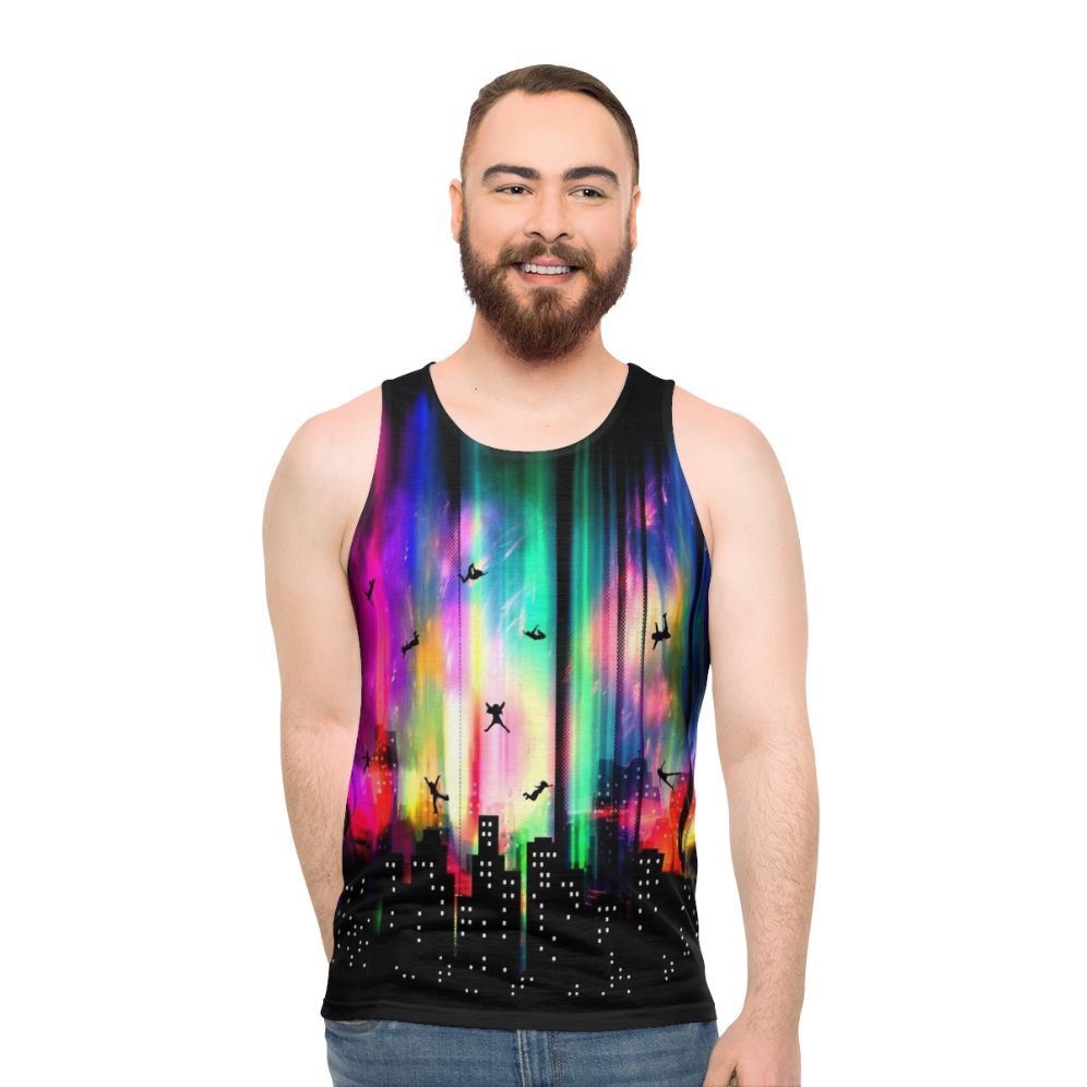 Unisex tank top with a futuristic graphic design - men