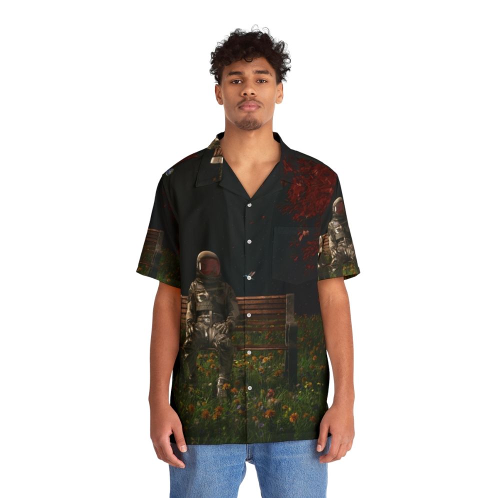 Interlude Cosmic Hawaiian Shirt featuring surreal nature and cosmic elements - People Front